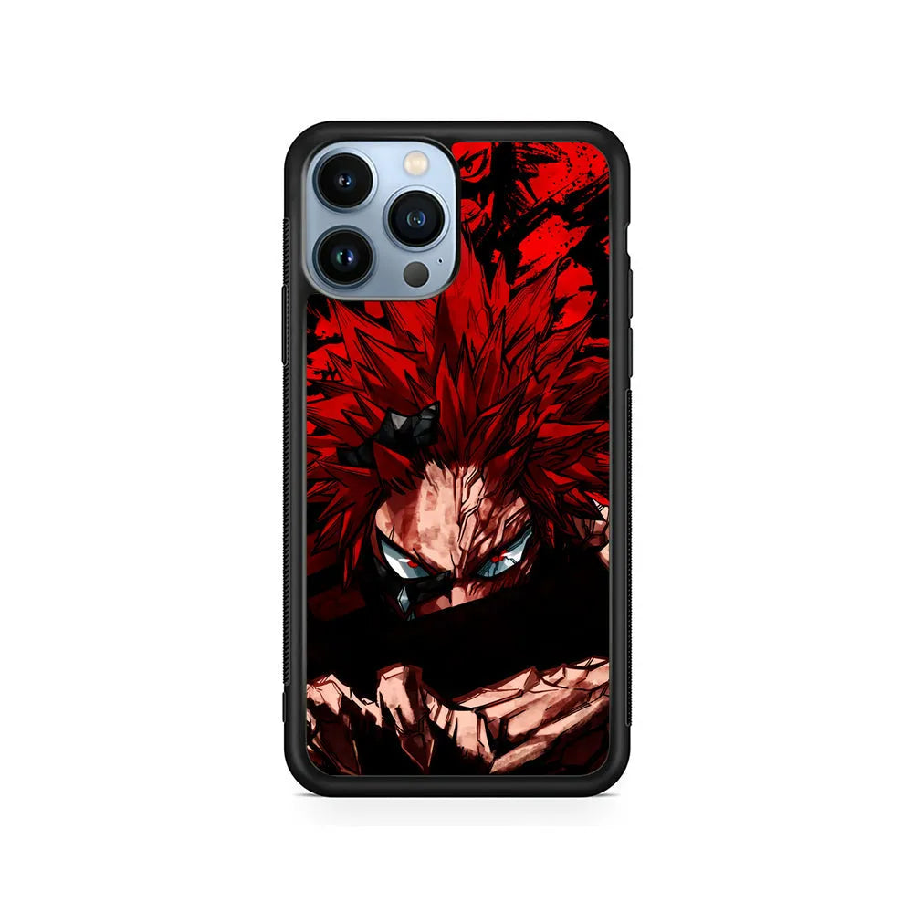Red Riot Eijiro Kirishima Unbreakable iPhone 13 Pro Case-Rubber / Black (2D Case)-Xtracase