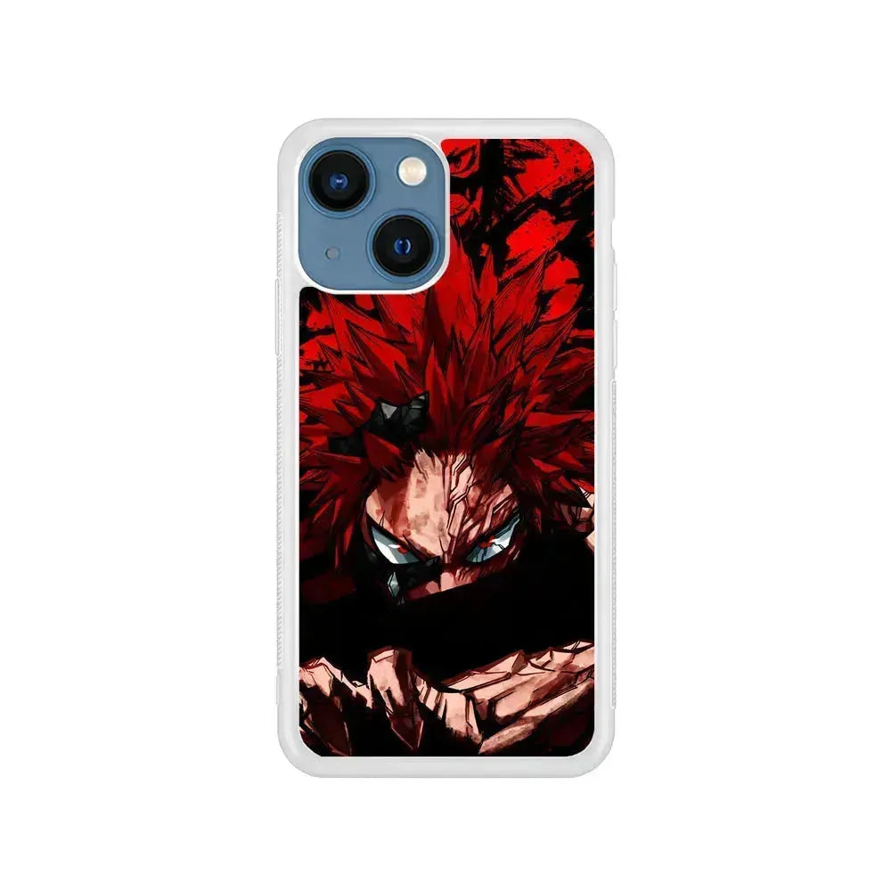 Red Riot Eijiro Kirishima Unbreakable iPhone 13 Mini Case-Rubber / White (2D Case)-Xtracase