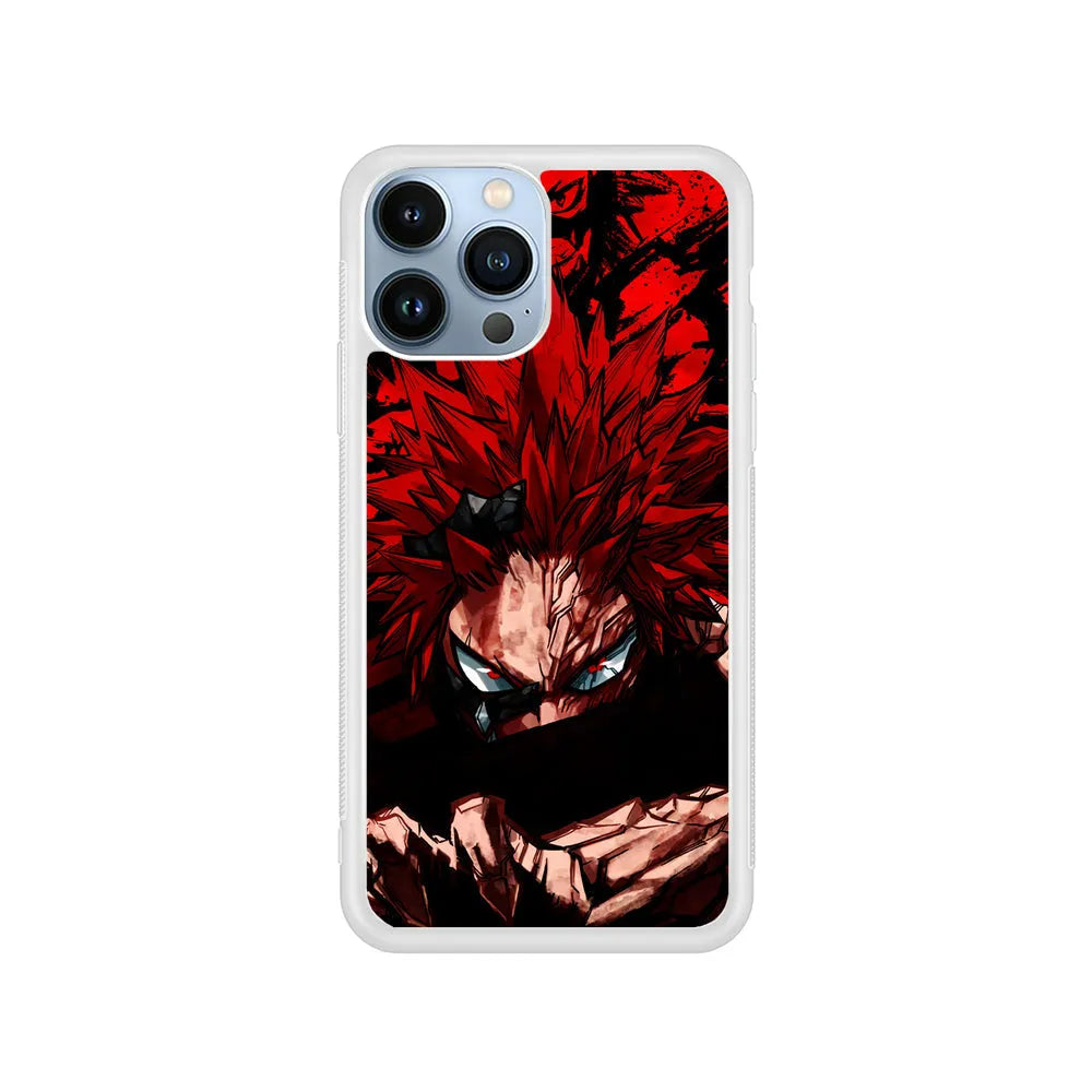 Red Riot Eijiro Kirishima Unbreakable iPhone 13 Pro Case-Rubber / White (2D Case)-Xtracase