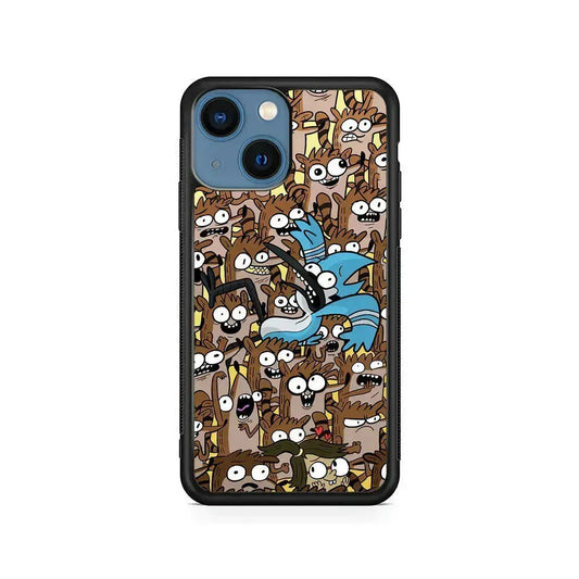 Regular Show Rigby Mordecai Cartoon iPhone 13 Mini Case-Rubber / Black (2D Case)-Xtracase
