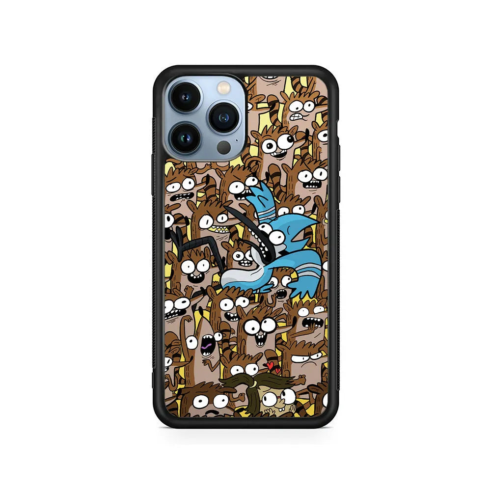 Regular Show Rigby Mordecai Cartoon iPhone 13 Pro Case-Rubber / Black (2D Case)-Xtracase