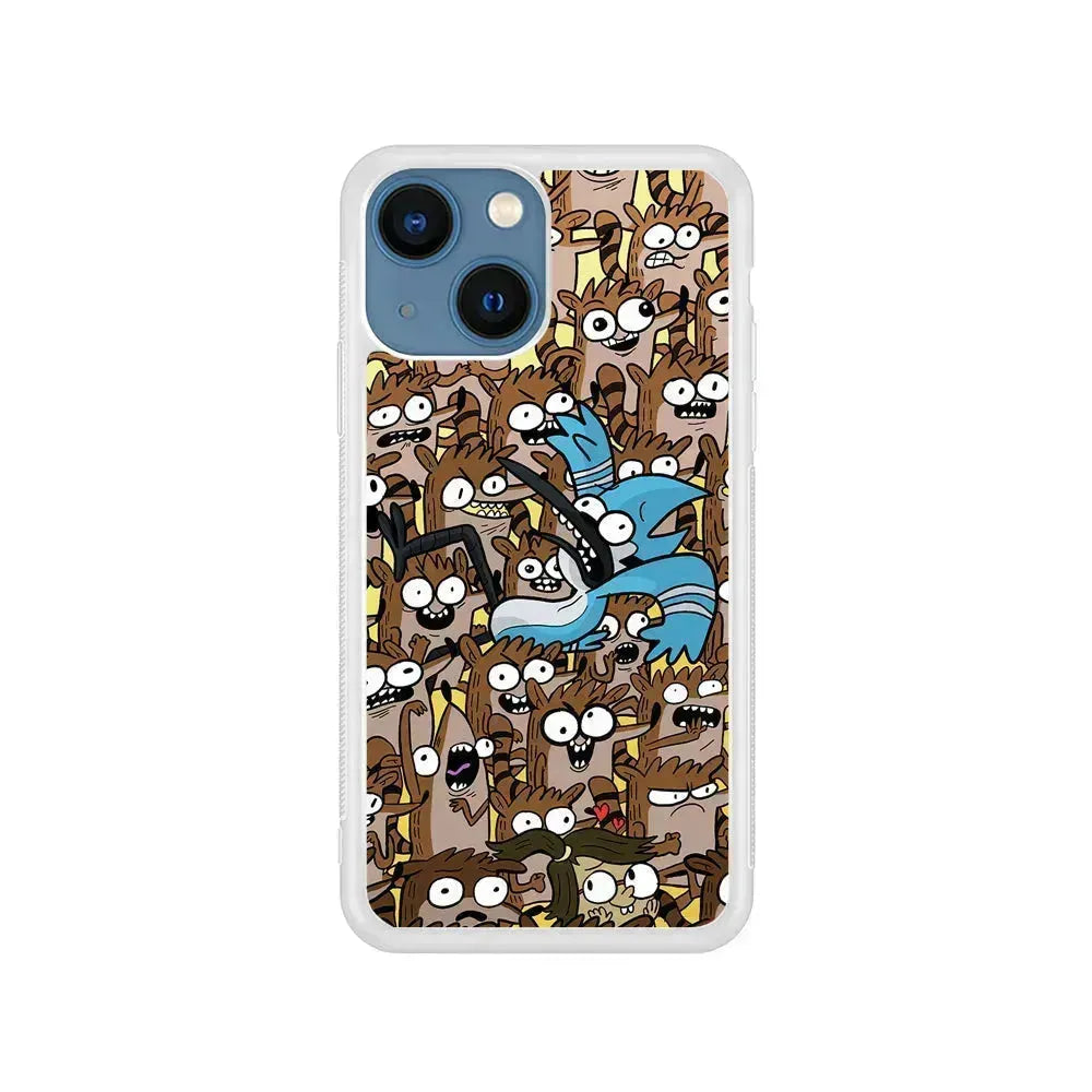 Regular Show Rigby Mordecai Cartoon iPhone 13 Mini Case-Rubber / White (2D Case)-Xtracase