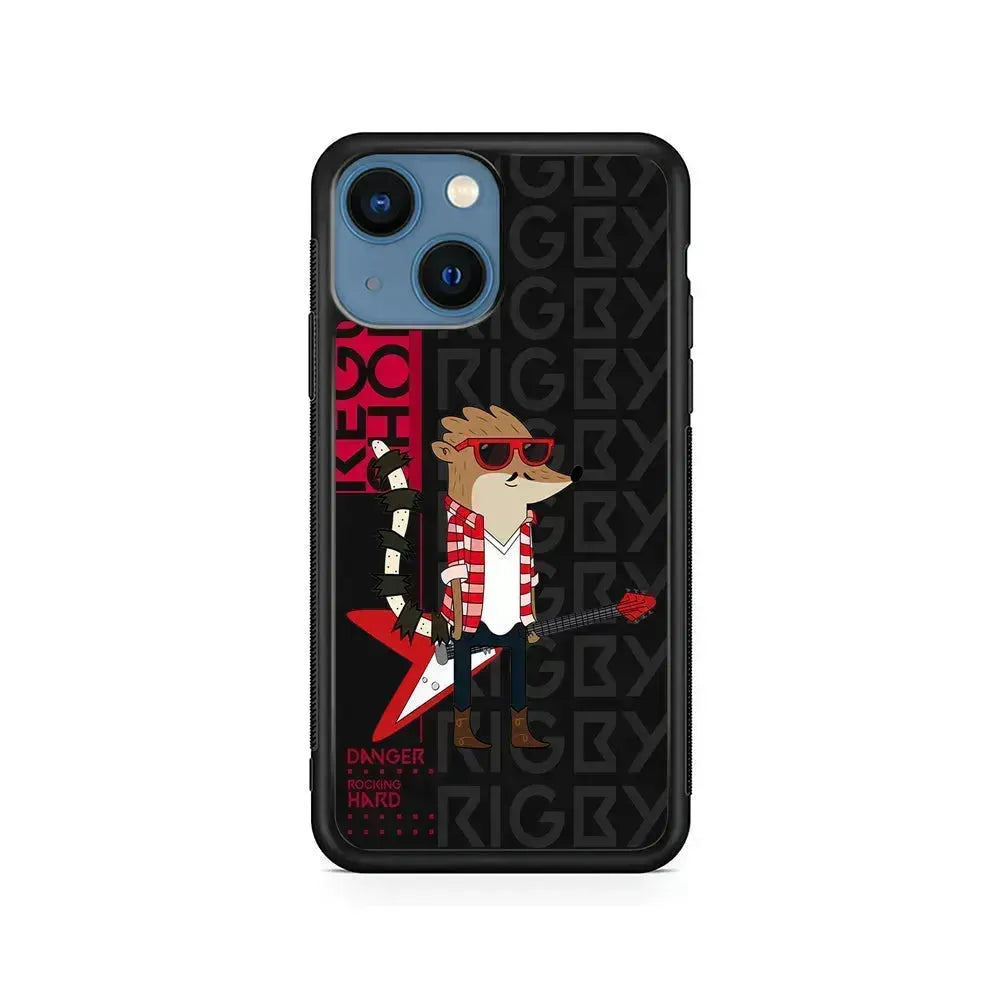 Regular Show Rigby Rockstar iPhone 13 Mini Case-Rubber / Black (2D Case)-Xtracase