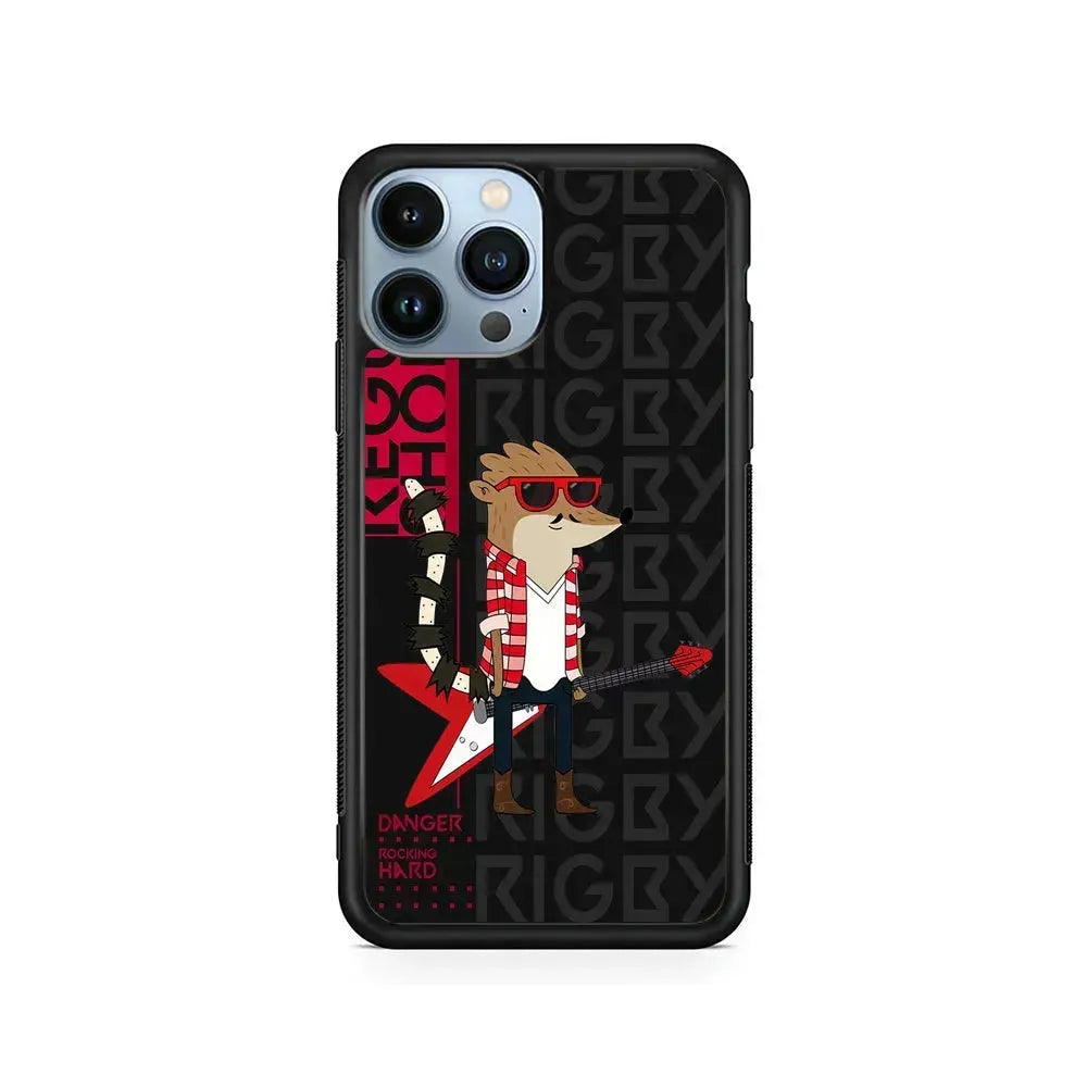 Regular Show Rigby Rockstar iPhone 15 Pro Max Case-Rubber / Black (2D Case)-Xtracase