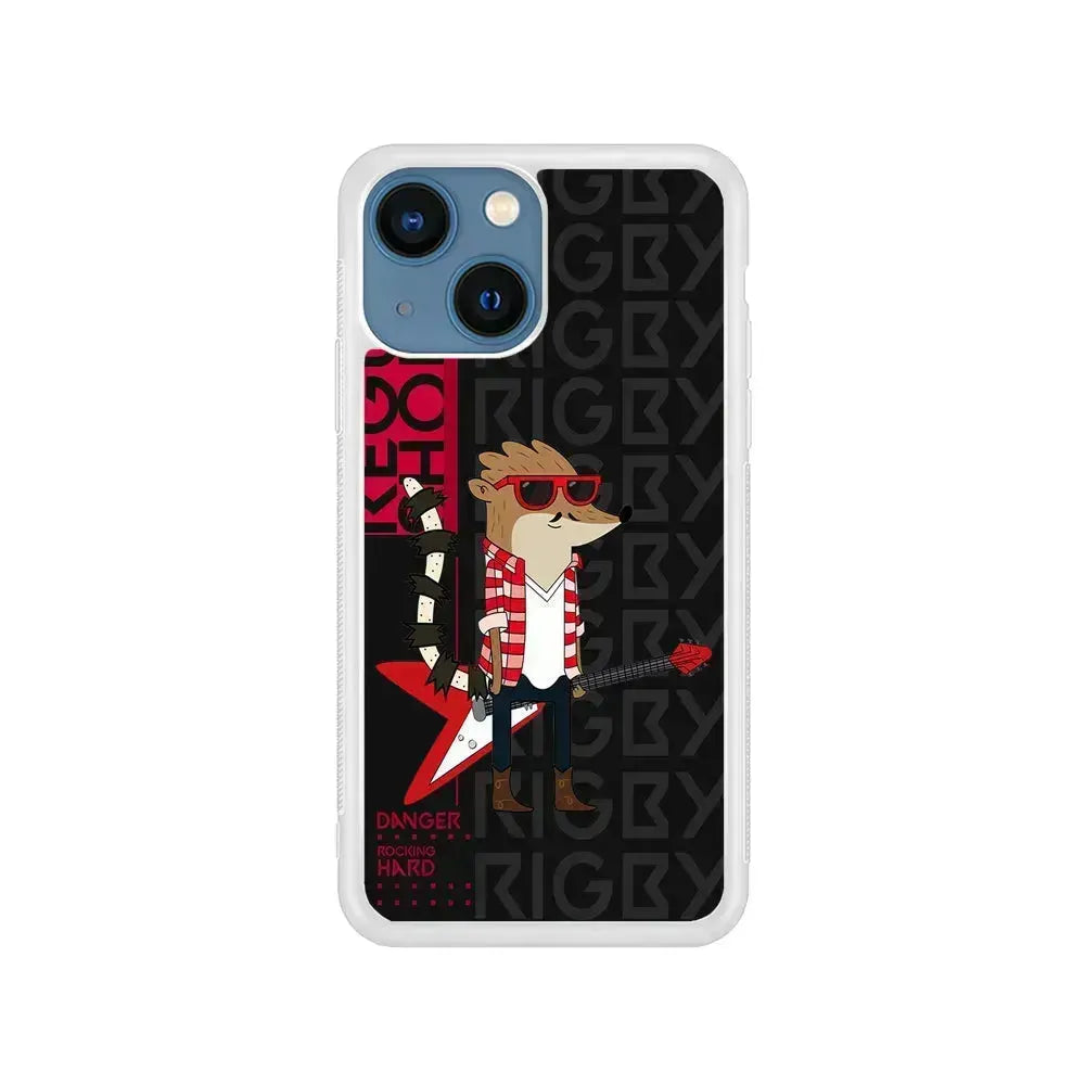 Regular Show Rigby Rockstar iPhone 13 Mini Case-Rubber / White (2D Case)-Xtracase