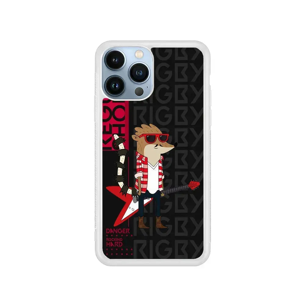 Regular Show Rigby Rockstar iPhone 15 Pro Max Case-Rubber / White (2D Case)-Xtracase