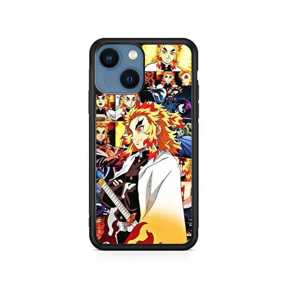 Rengoku Kyojuro Part of Momment iPhone 13 Mini Case-Rubber / Black (2D Case)-Xtracase