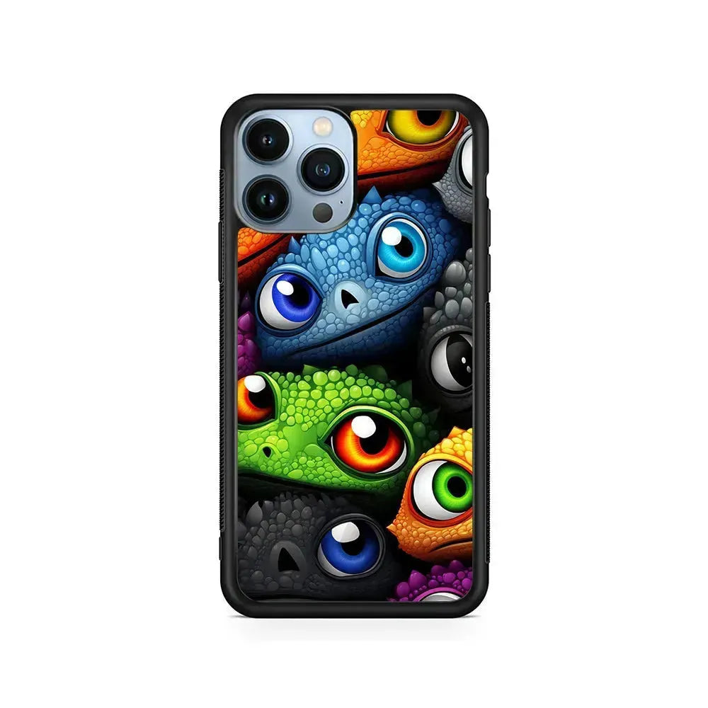 Reptile Eye Cartoon iPhone 15 Pro Max Case-Rubber / Black (2D Case)-Xtracase