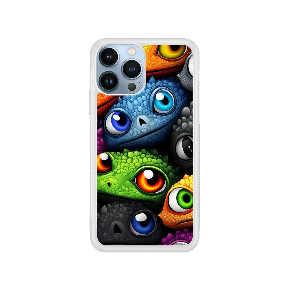 Reptile Eye Cartoon iPhone 13 Pro Case-Rubber / White (2D Case)-Xtracase