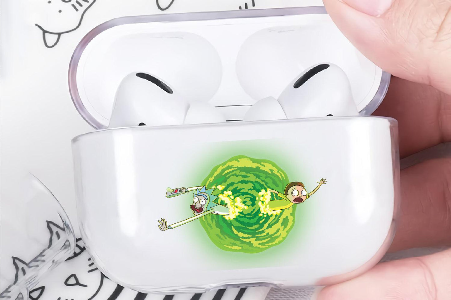 Rick and Morty Time Portal Protective Clear Case Cover For Apple Airpod Pro 3-Xtracase
