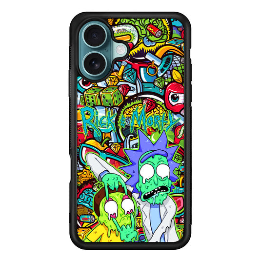 Rick and Morty Melt in Doodle iPhone 16 Plus Case - Xtracase