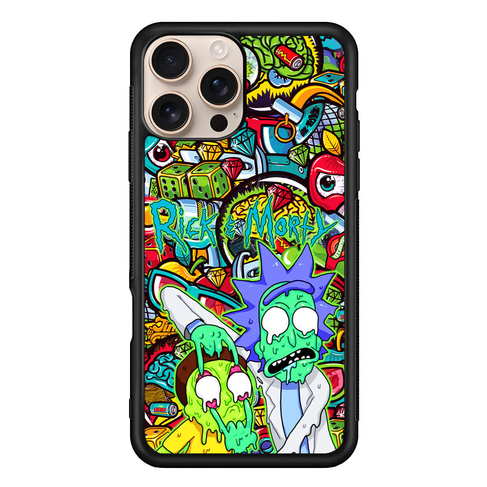 Rick and Morty Melt in Doodle iPhone 16 Pro Max Case - iPhone 16 Pro Max