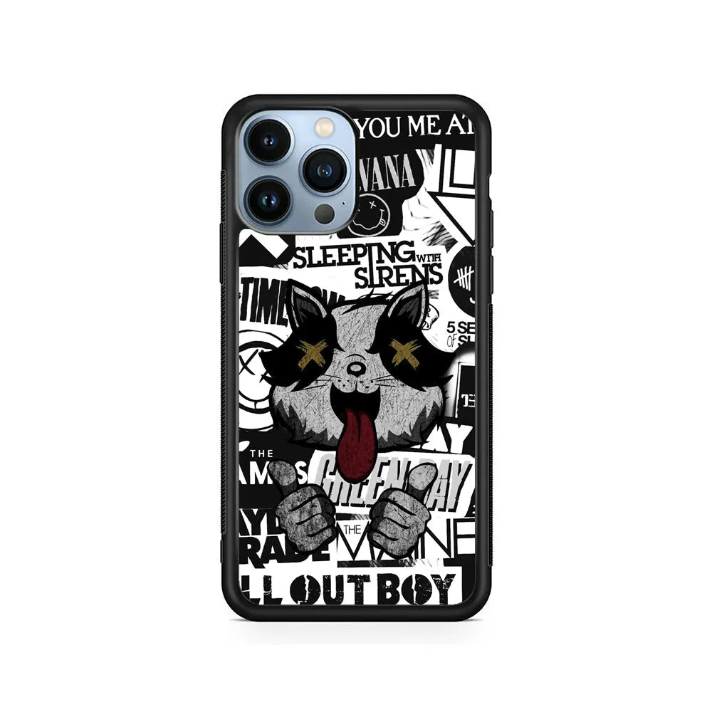 Rock Bands of Playlist iPhone 13 Pro Case-Rubber / Black (2D Case)-Xtracase