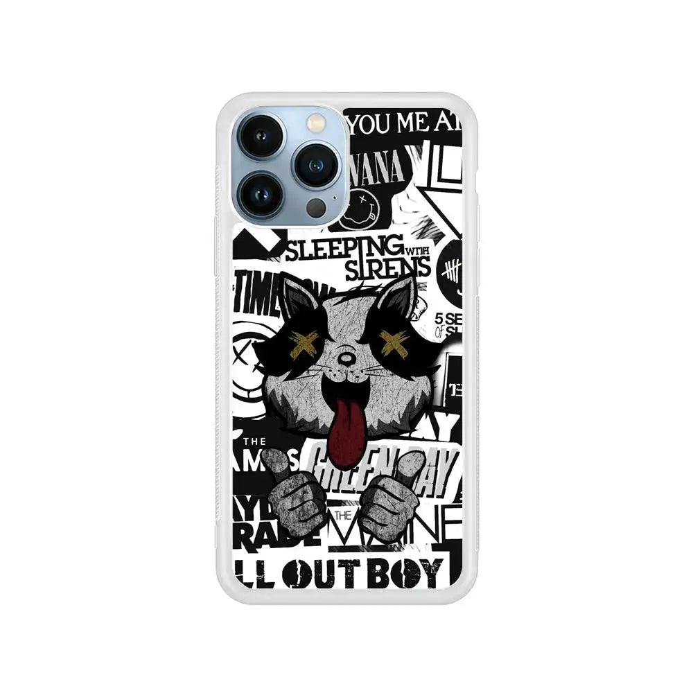 Rock Bands of Playlist iPhone 15 Pro Max Case-Rubber / White (2D Case)-Xtracase