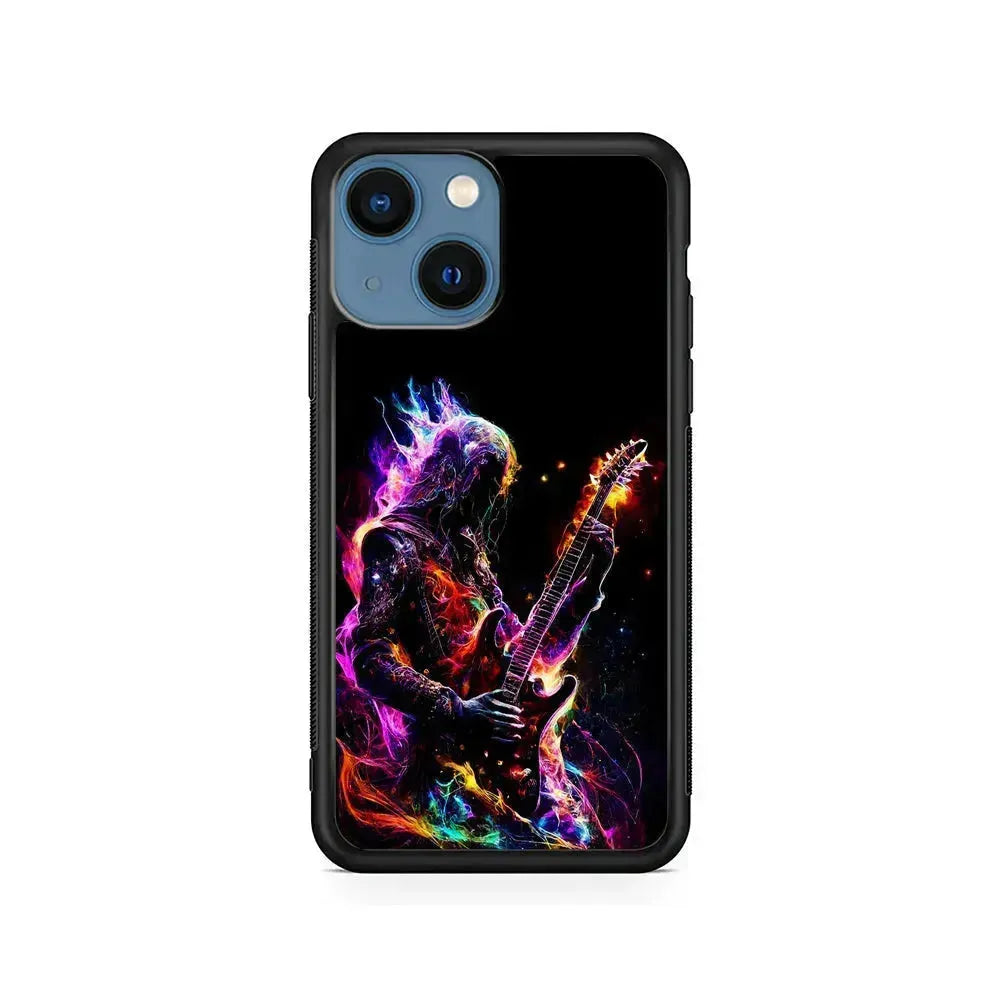 Rock Heavy Metal Guitar iPhone 13 Mini Case-Rubber / Black (2D Case)-Xtracase
