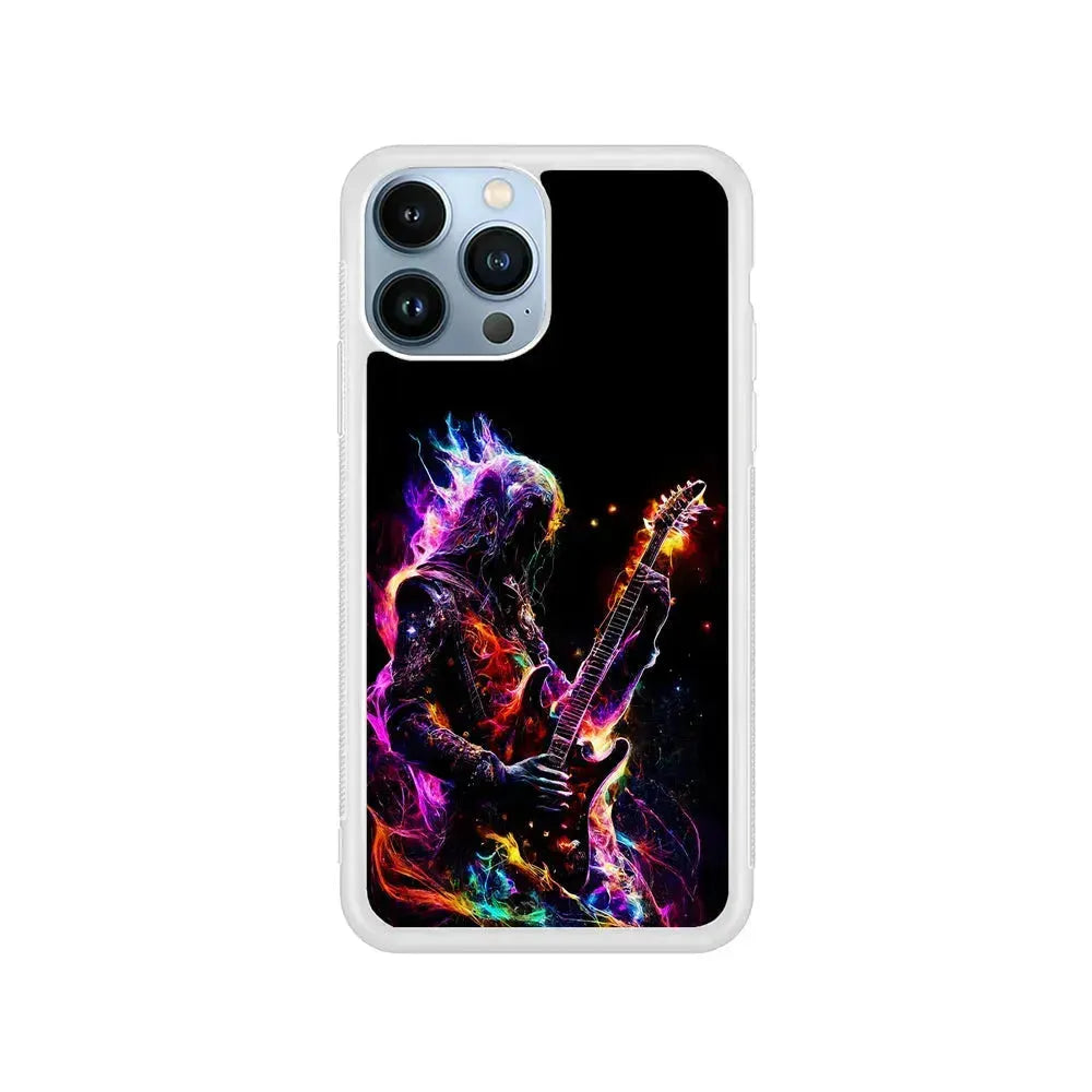 Rock Heavy Metal Guitar iPhone 15 Pro Max Case-Rubber / White (2D Case)-Xtracase