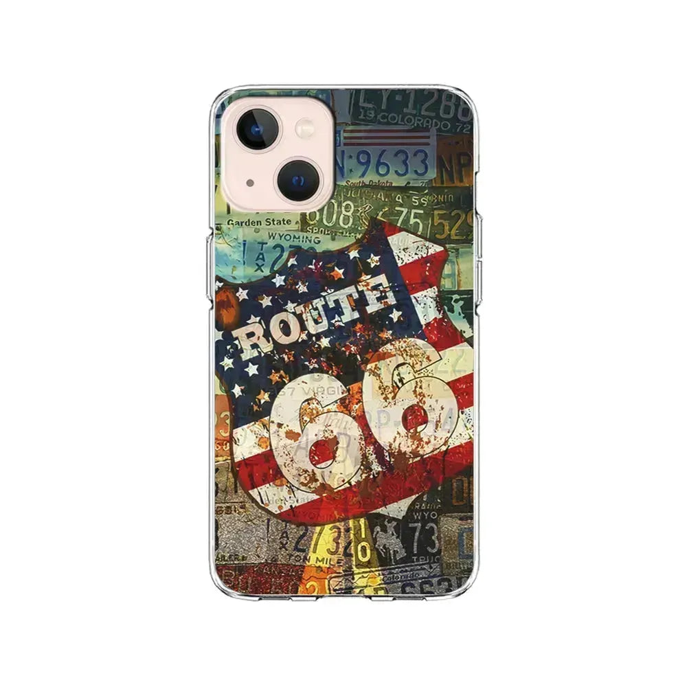 Route 66 Classic Plate iPhone 13 Mini Case-Clear Soft Case-Xtracase