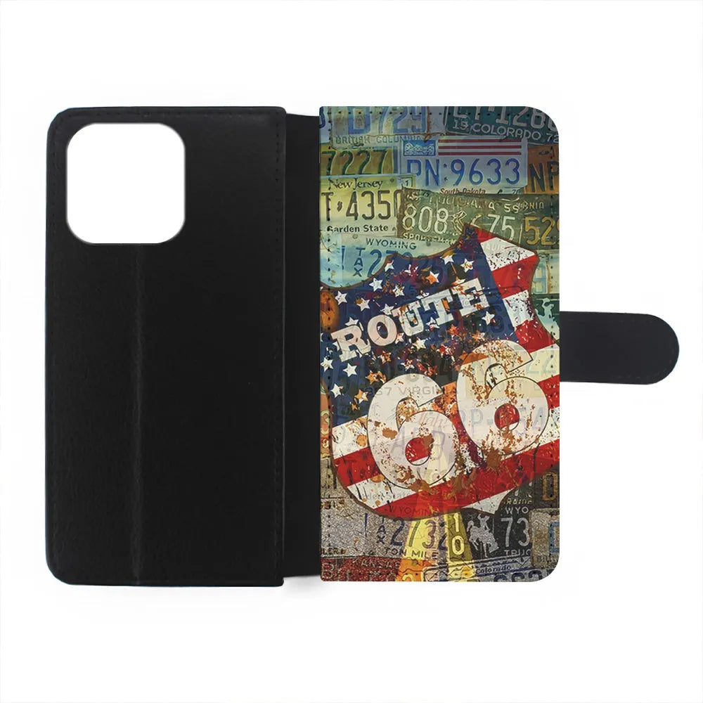 Route 66 Classic Plate iPhone 13 Pro Case-Flip Wallet Case-Xtracase