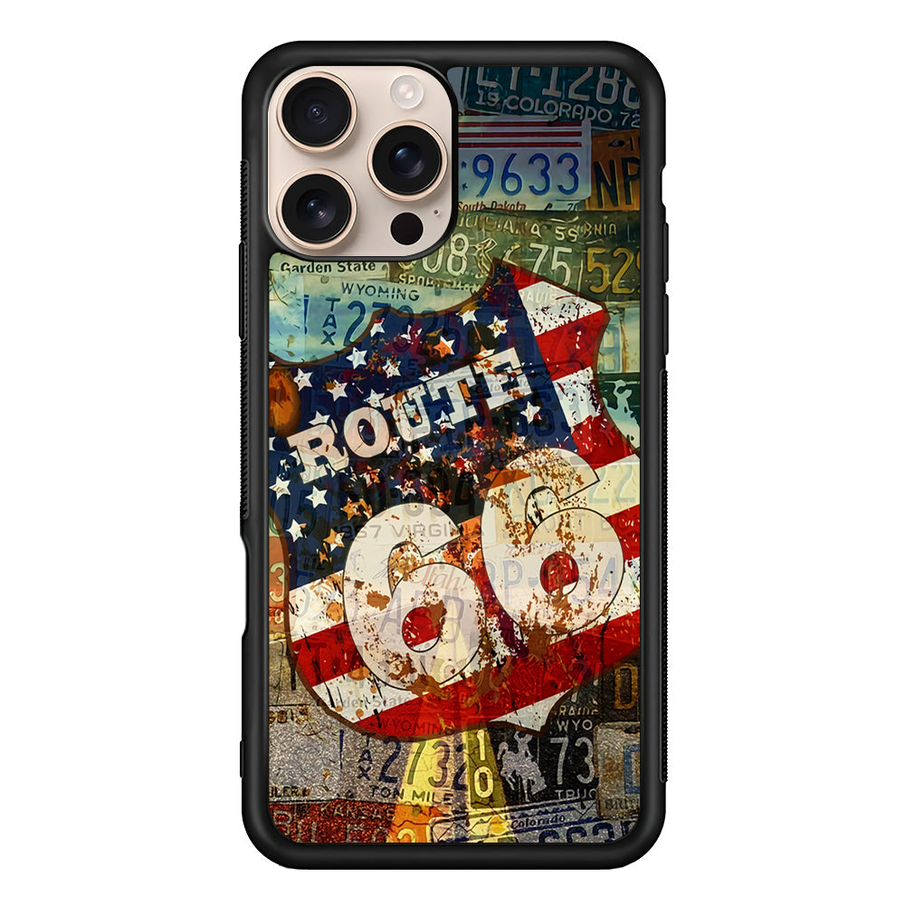 Route 66 Classic Plate iPhone 16 Pro Max Case - iPhone 16 Pro Max