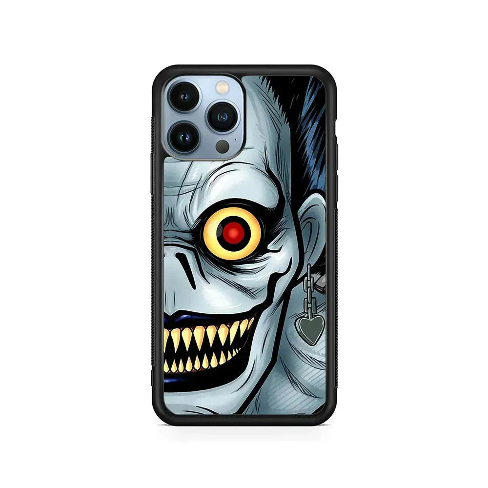 Ryuk Death Note Half Face iPhone 15 Pro Max Case-Rubber / Black (2D Case)-Xtracase