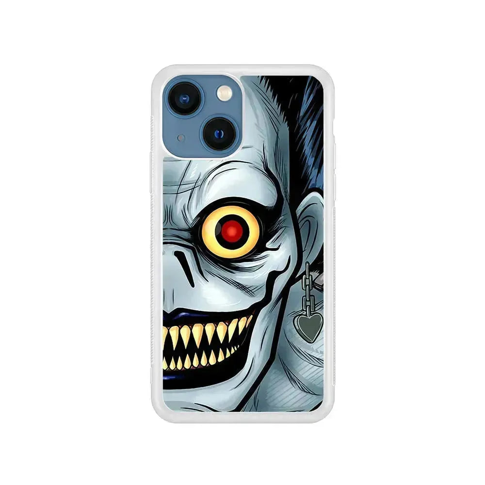 Ryuk Death Note Half Face iPhone 13 Mini Case-Rubber / White (2D Case)-Xtracase