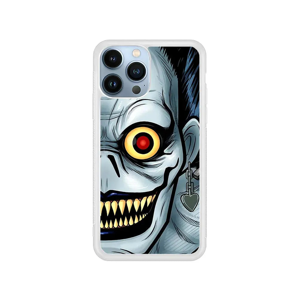 Ryuk Death Note Half Face iPhone 15 Pro Max Case-Rubber / White (2D Case)-Xtracase