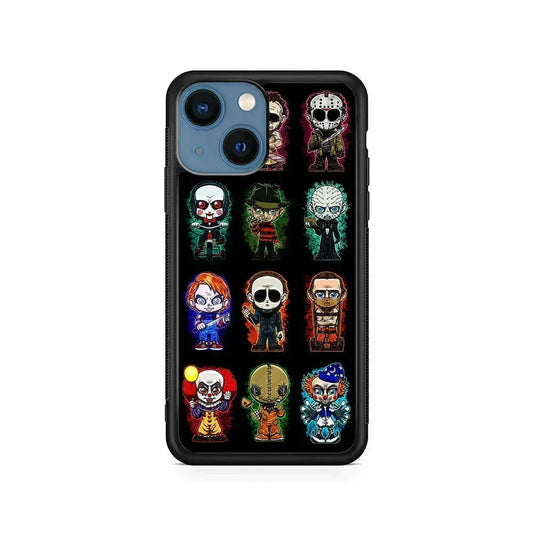 Scary Movie Horror Chibi iPhone 13 Mini Case-Rubber / Black (2D Case)-Xtracase