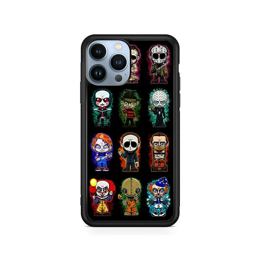 Scary Movie Horror Chibi iPhone 13 Pro Max Case-Rubber / Black (2D Case)-Xtracase
