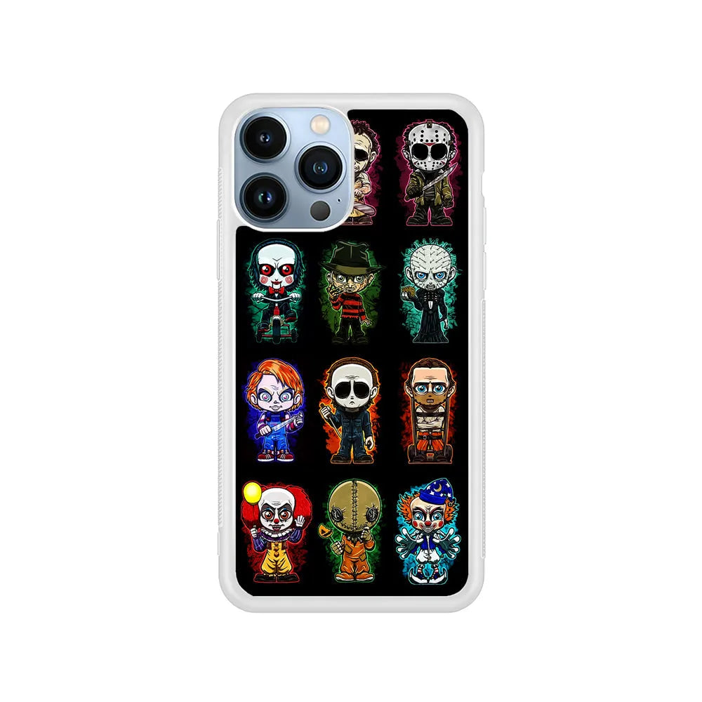 Scary Movie Horror Chibi iPhone 13 Pro Case-Rubber / White (2D Case)-Xtracase