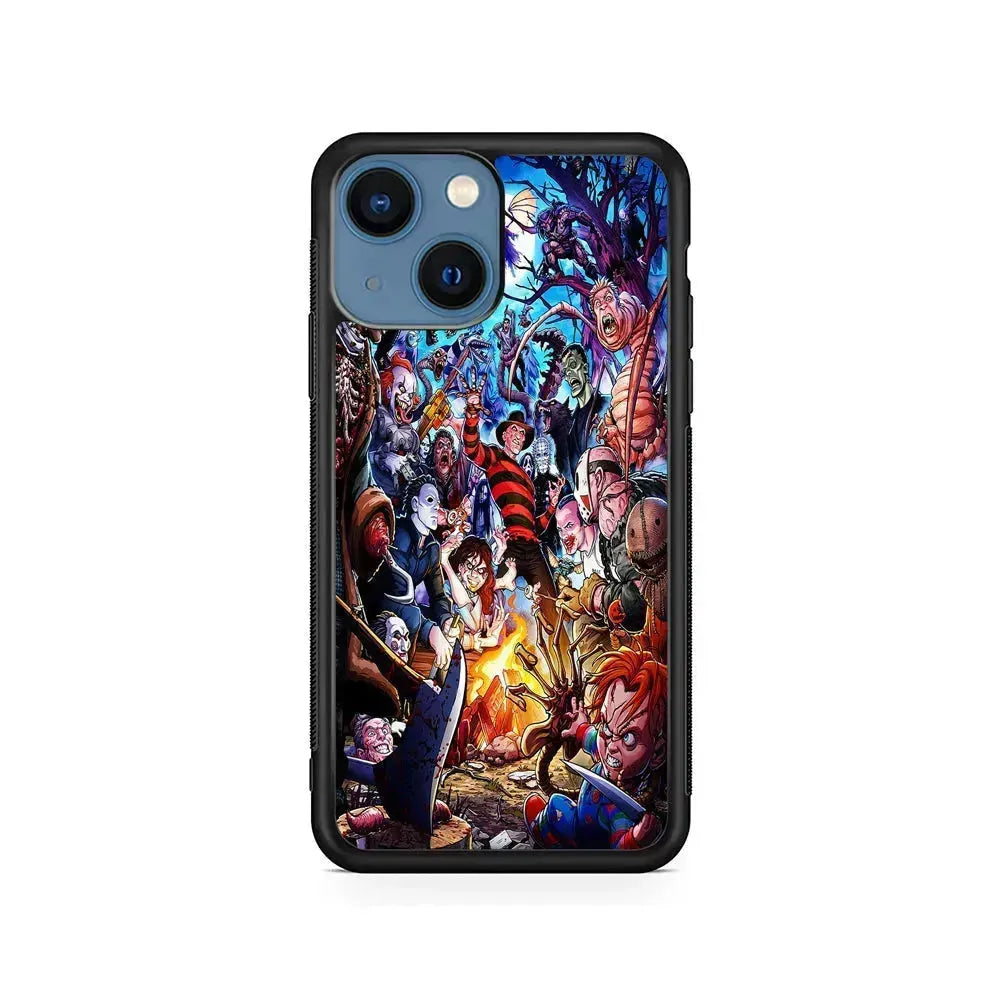 Scary Movie Horror Main Characters iPhone 13 Mini Case-Rubber / Black (2D Case)-Xtracase