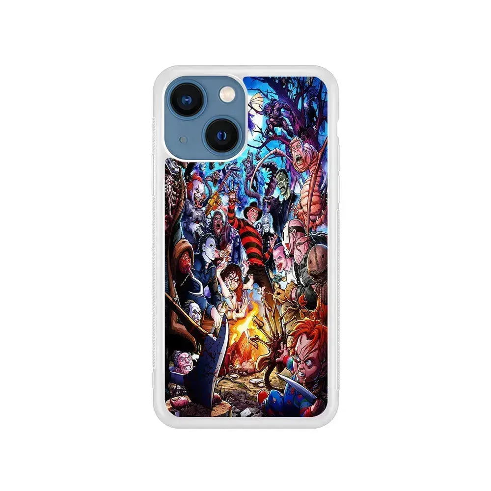 Scary Movie Horror Main Characters iPhone 13 Mini Case-Rubber / White (2D Case)-Xtracase