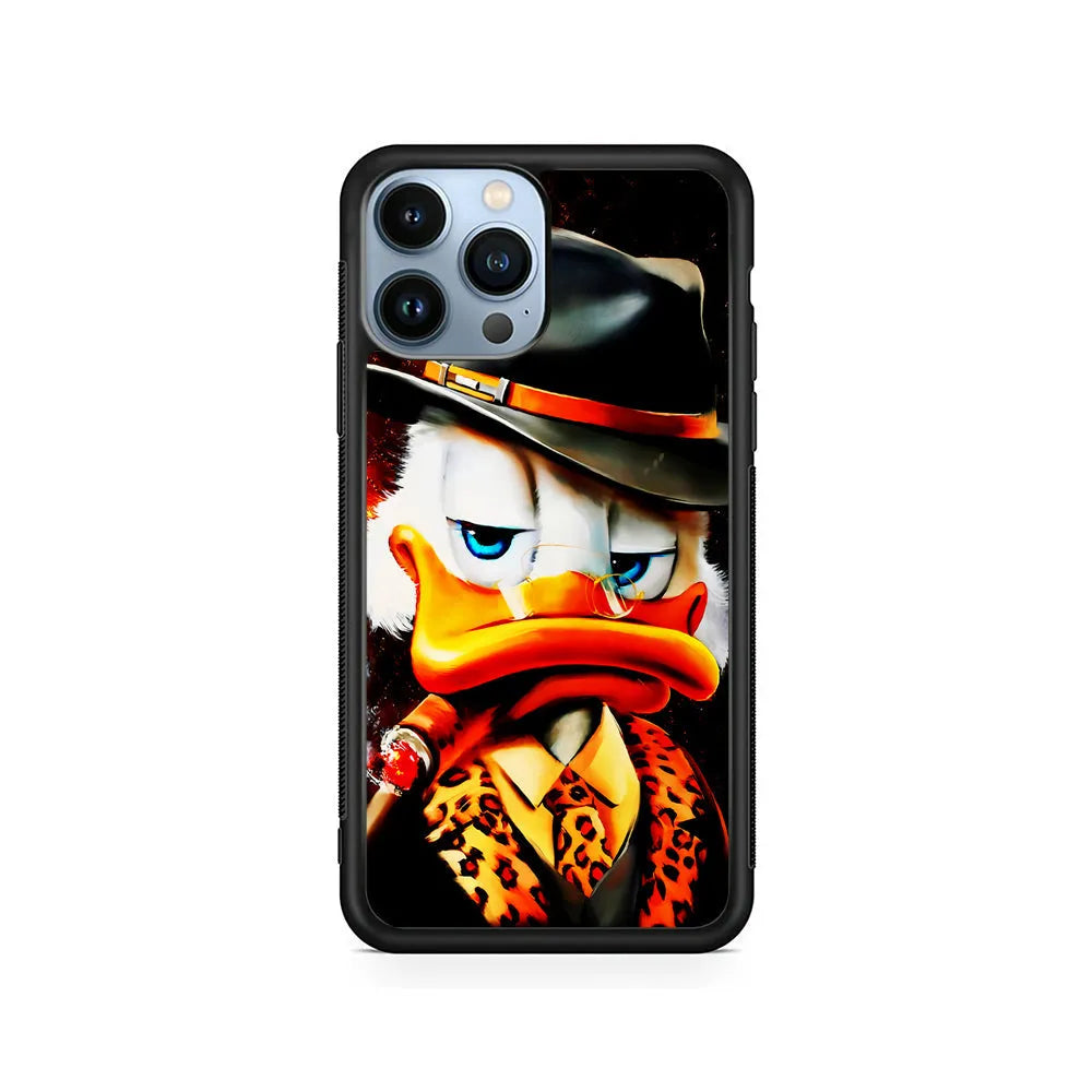 Scrooge McDuck Gangster Style iPhone 13 Pro Case-Rubber / Black (2D Case)-Xtracase