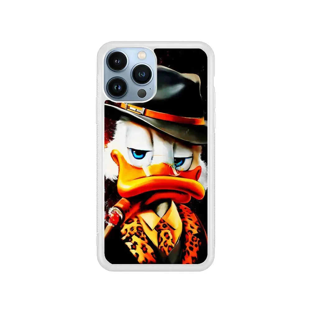 Scrooge McDuck Gangster Style iPhone 15 Pro Max Case-Rubber / White (2D Case)-Xtracase
