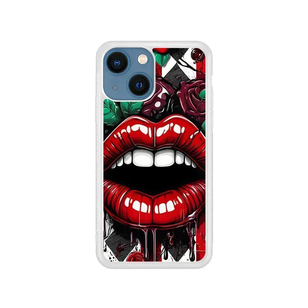 Sexy Big Lips Closeup iPhone 13 Mini Case-Rubber / White (2D Case)-Xtracase