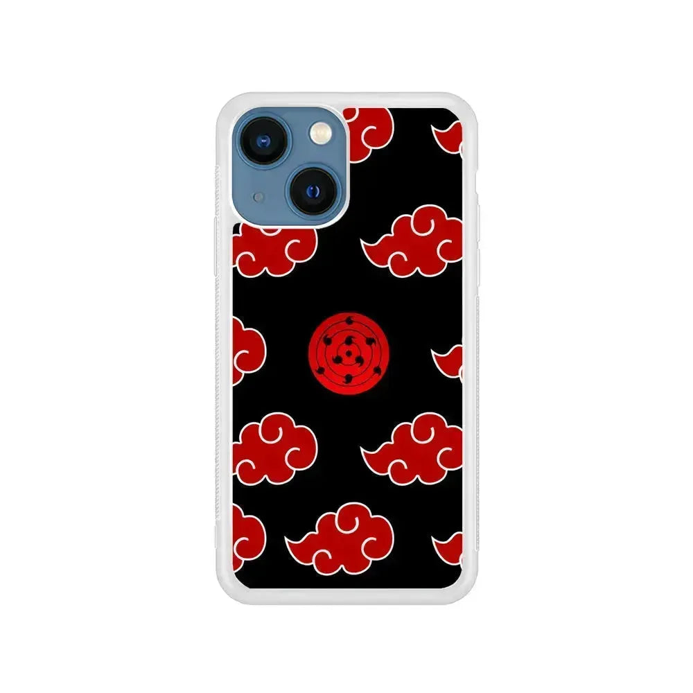 Sharingan and Akatsuki Naruto iPhone 13 Mini Case-Rubber / White (2D Case)-Xtracase
