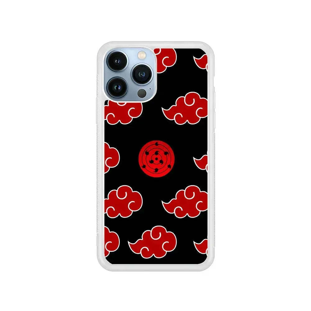 Sharingan and Akatsuki Naruto iPhone 15 Pro Max Case-Rubber / White (2D Case)-Xtracase