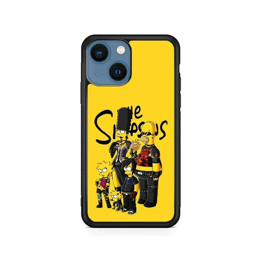 Simpsons Rock n' Roll Family iPhone 13 Mini Case-Rubber / Black (2D Case)-Xtracase