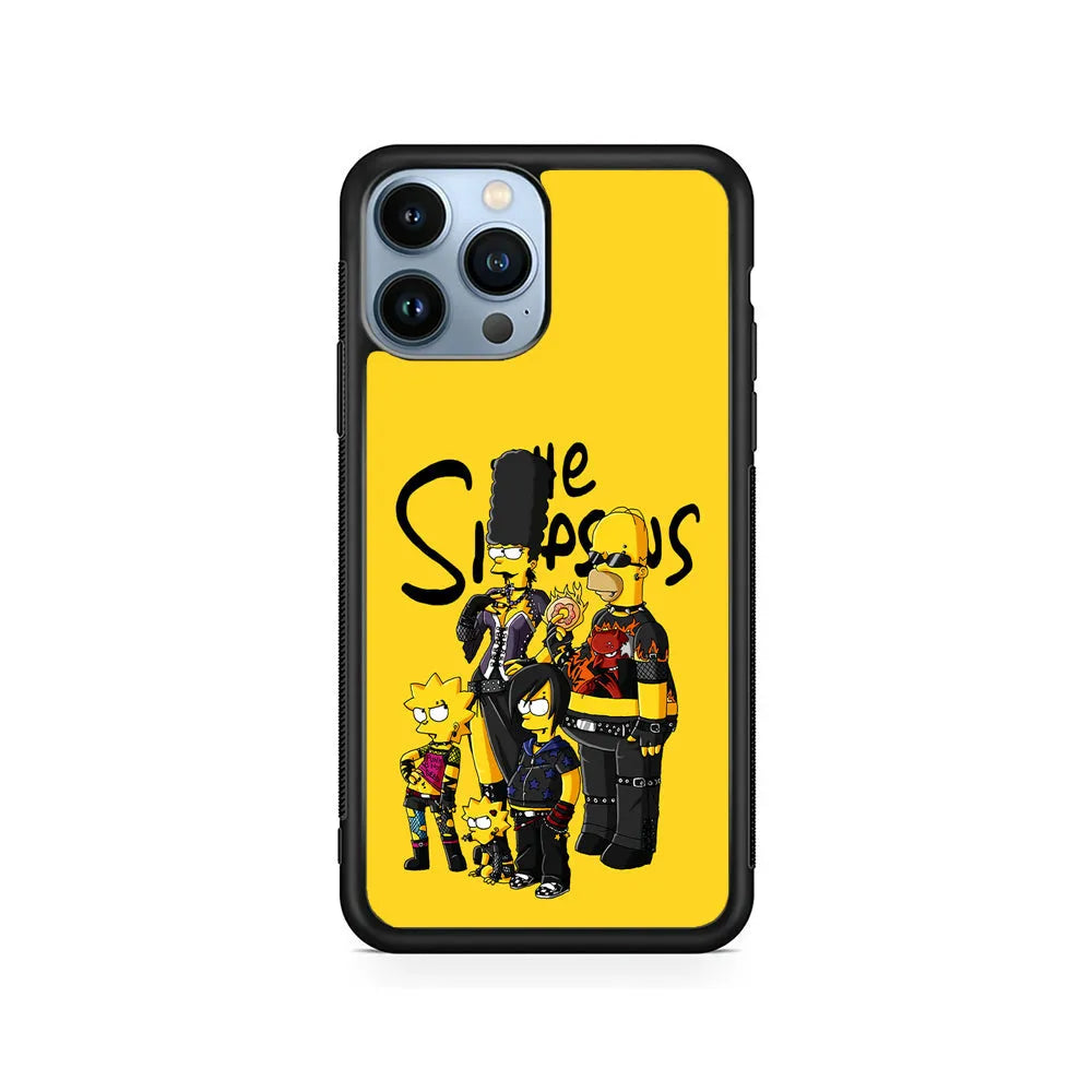 Simpsons Rock n' Roll Family iPhone 13 Pro Case-Rubber / Black (2D Case)-Xtracase