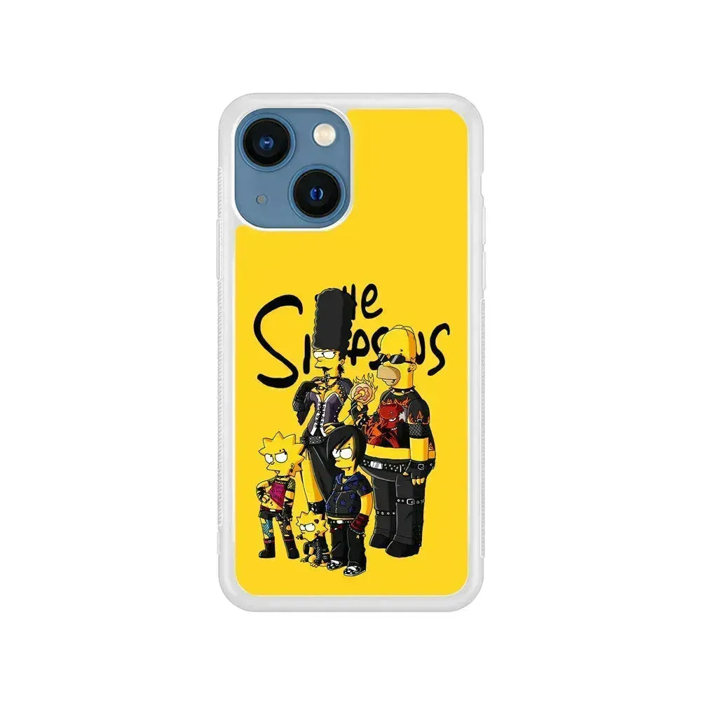Simpsons Rock n' Roll Family iPhone 13 Mini Case-Rubber / White (2D Case)-Xtracase