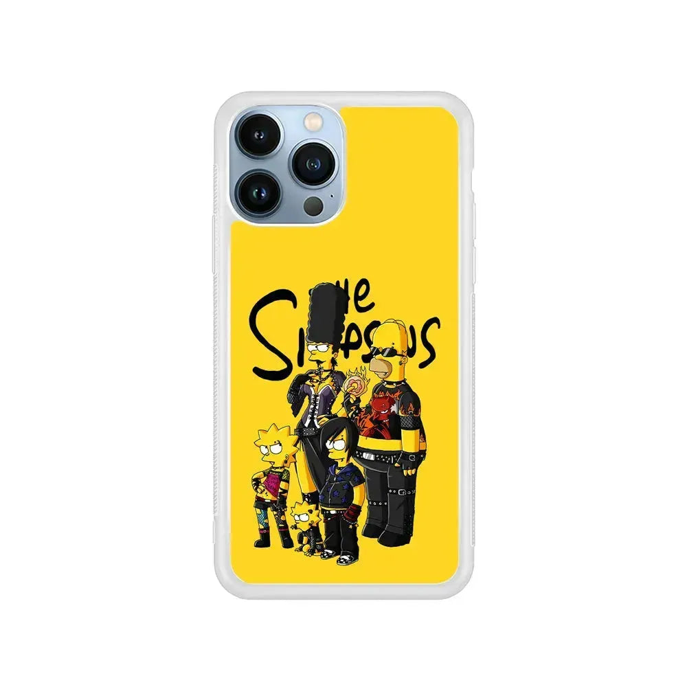 Simpsons Rock n' Roll Family iPhone 15 Pro Max Case-Rubber / White (2D Case)-Xtracase
