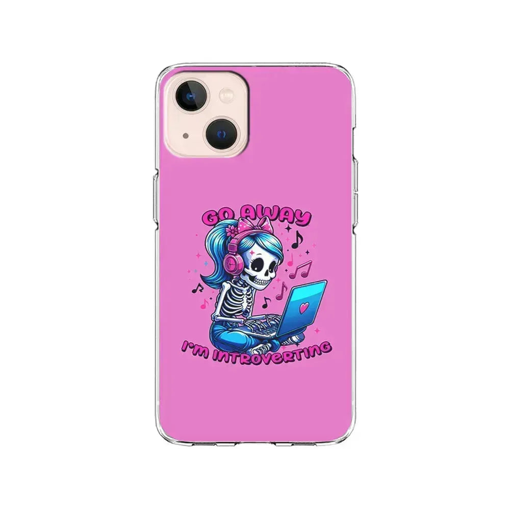 Skeleton Go Away I'm Introverting iPhone 13 Mini Case-Clear Soft Case-Xtracase