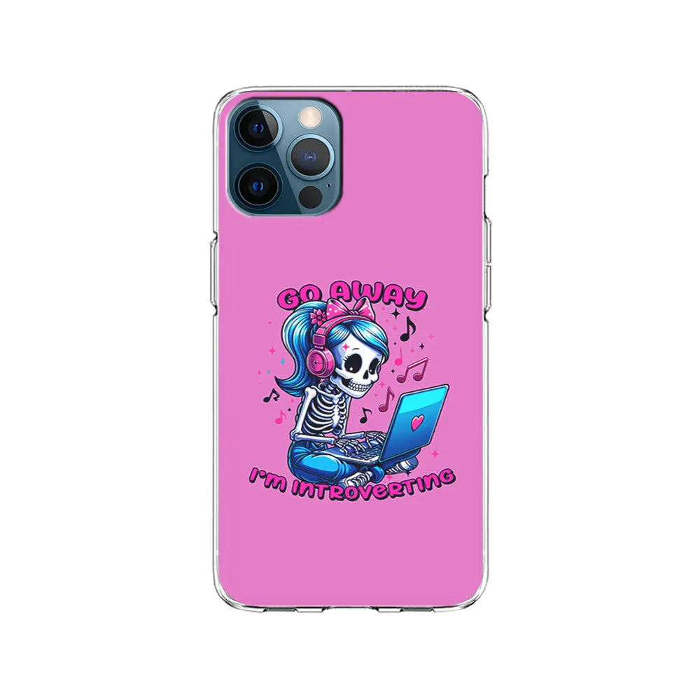 Skeleton Go Away I'm Introverting iPhone 13 Pro Case-Clear Soft Case-Xtracase