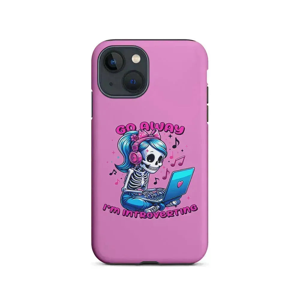 Skeleton Go Away I'm Introverting iPhone 13 Mini Case-2 in 1 Tough Case-Xtracase