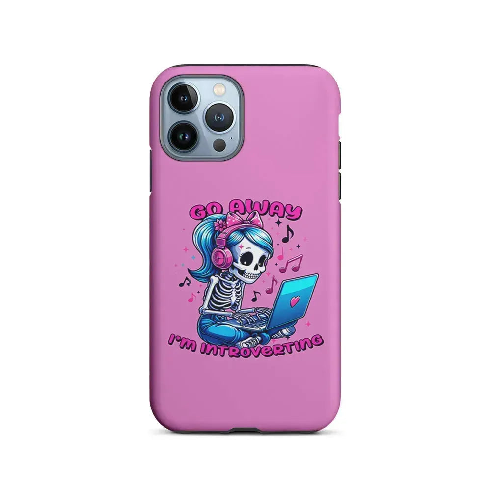 Skeleton Go Away I'm Introverting iPhone 15 Pro Max Case-2 in 1 Tough Case-Xtracase