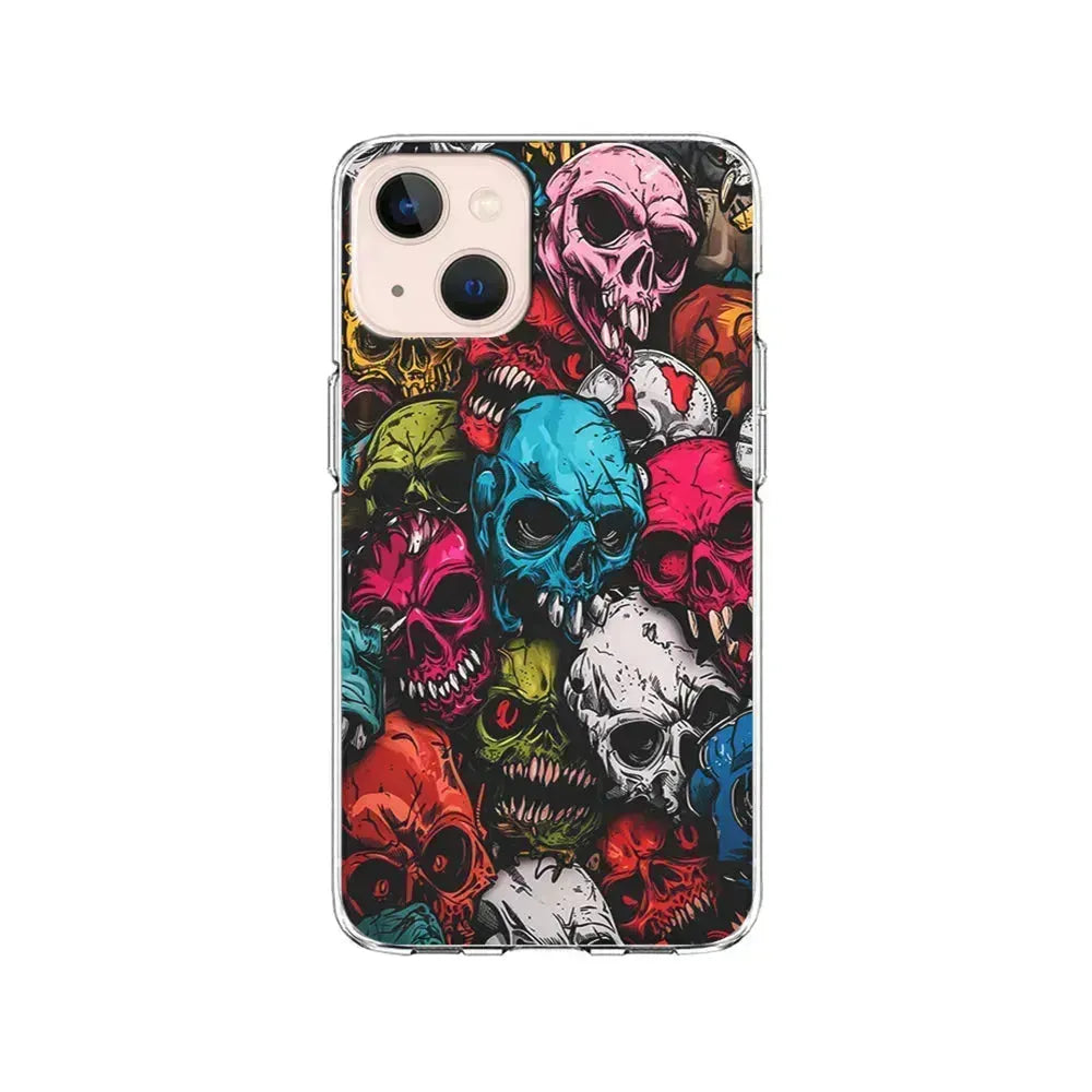 Skull Colorful Pattern iPhone 13 Mini Case-Clear Soft Case-Xtracase