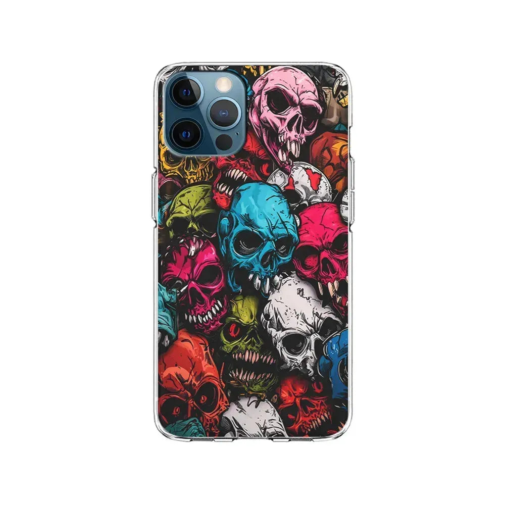 Skull Colorful Pattern iPhone 15 Pro Max Case-Clear Soft Case-Xtracase