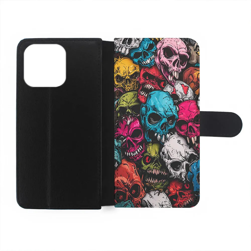 Skull Colorful Pattern iPhone 13 Pro Case-Flip Wallet Case-Xtracase