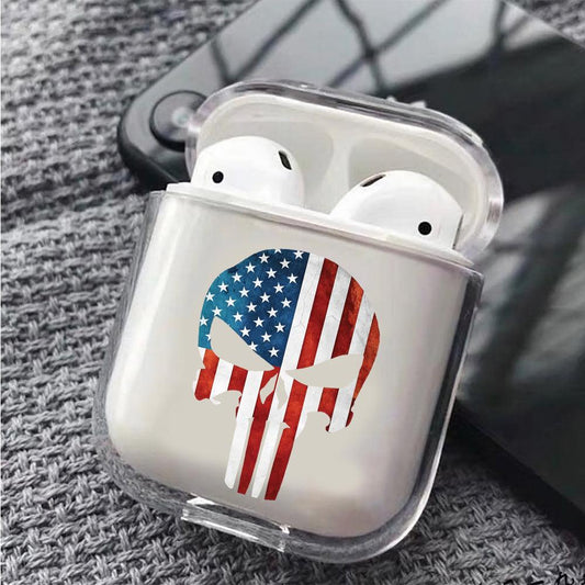 Skull Head American Taste Protective Clear Case Cover For Apple Airpods-Xtracase