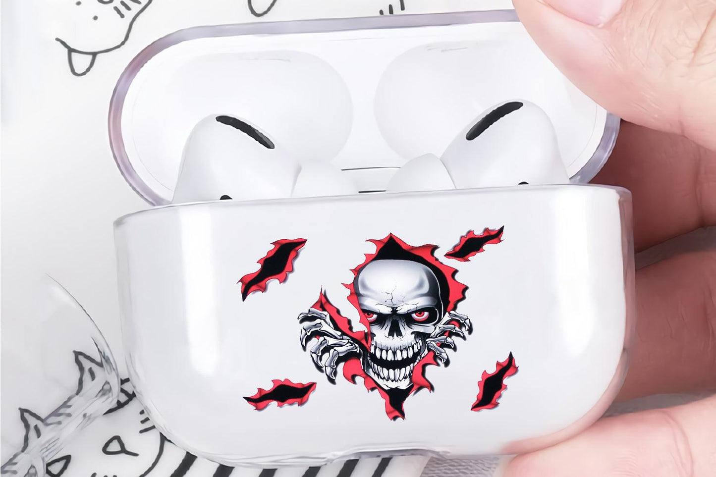 Skull on Flame Apple Airpod Pro 2 Clear Case-Xtracase
