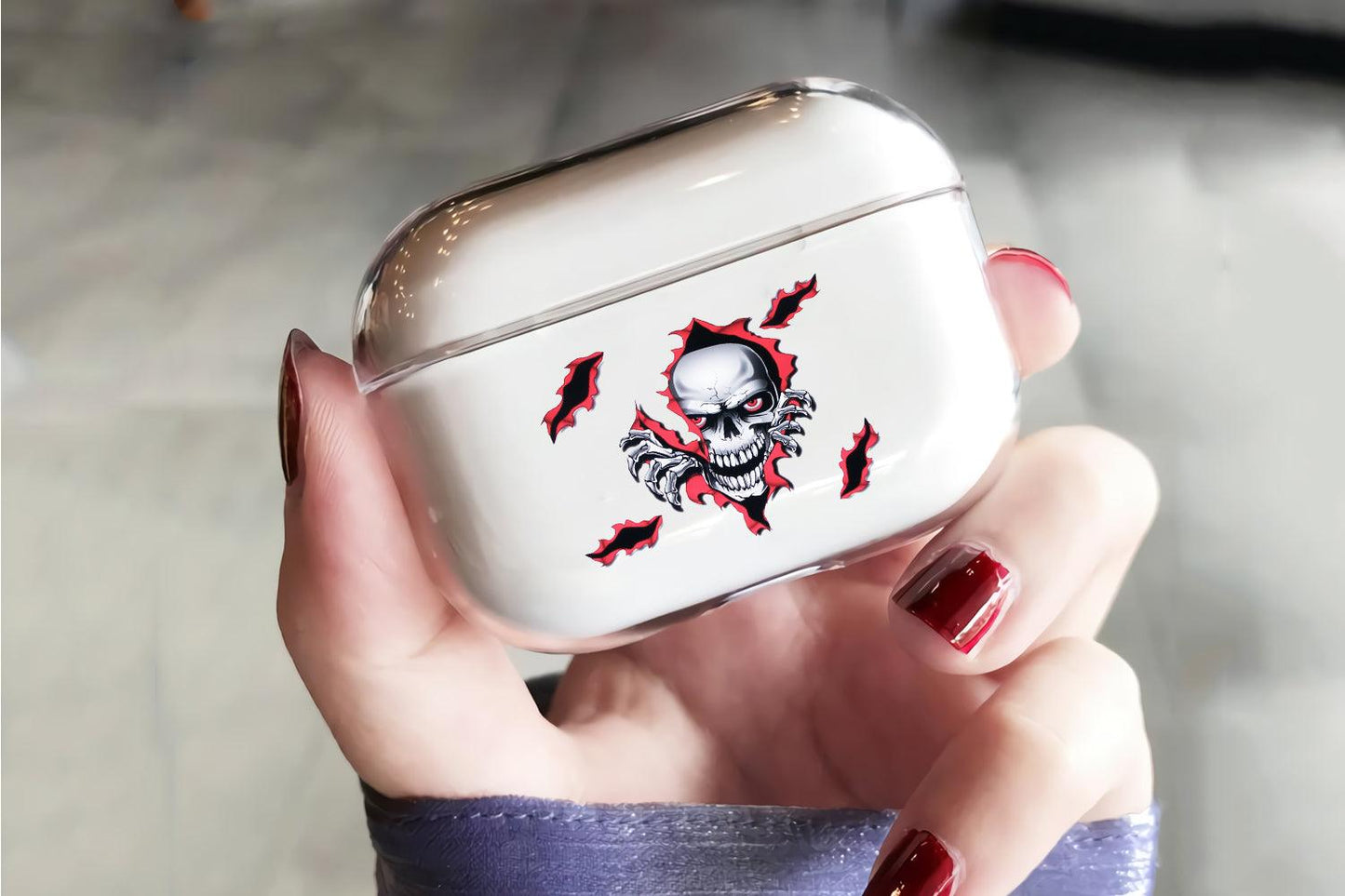 Skull on Flame Apple Airpod Pro 2 Clear Case-Xtracase
